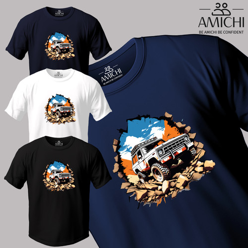 تیشرت مردانه سایزبزرگ یقهگرد چاپی طرح آفرود