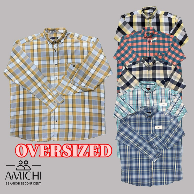 پیراهن مردانه آستین بلند سوپرسایز چهارخونه