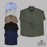 پیراهن مردانه سایزبرگ تک جیب آستین بلند