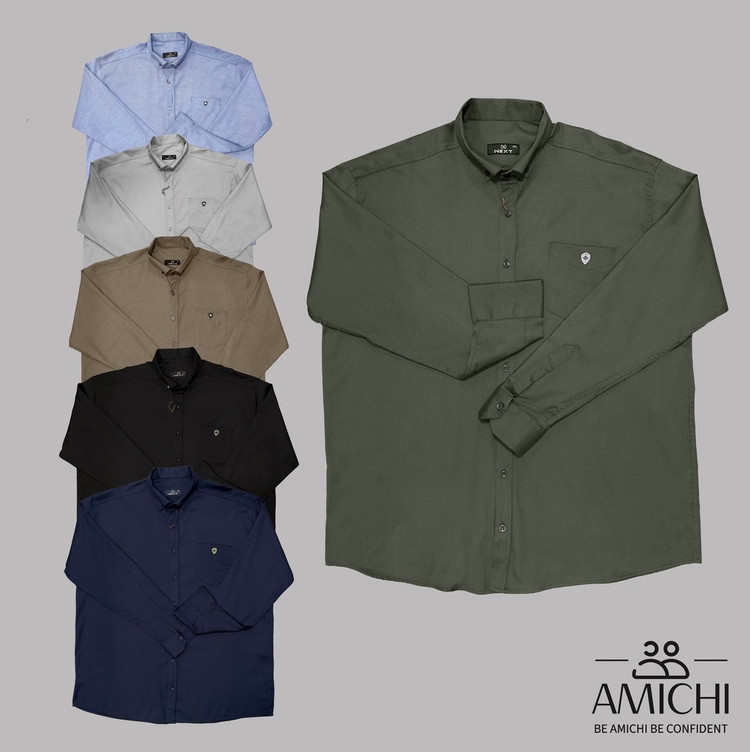 پیراهن مردانه سایزبرگ تک جیب آستین بلند