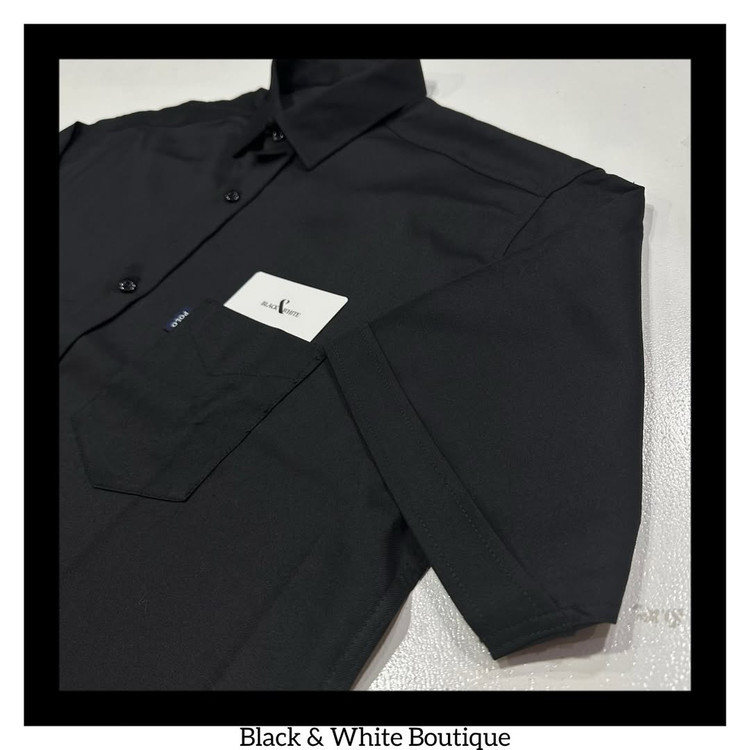 پیراهن مشکی سایز بزرگ تک جیب/گلدوزی آستین کوتاه