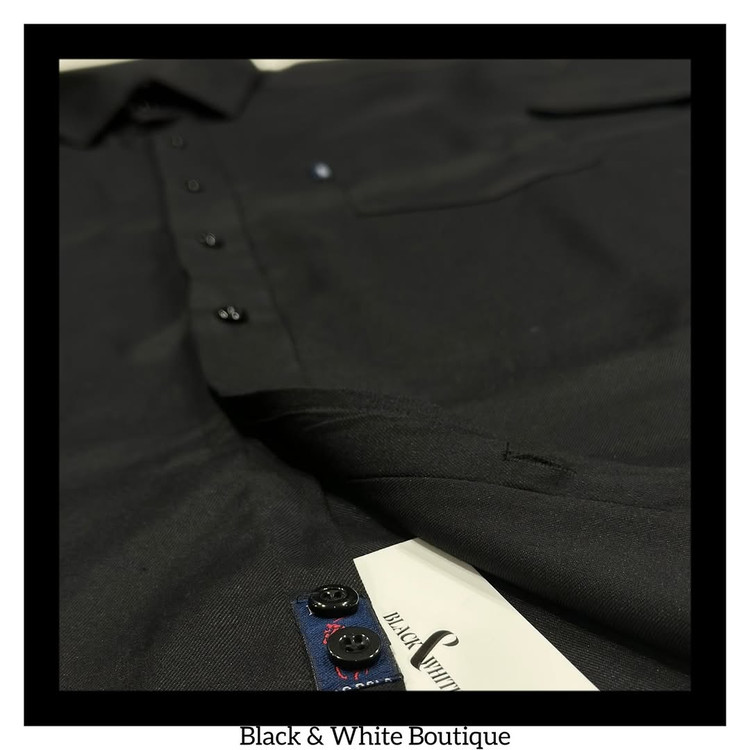 پیراهن مشکی سایز بزرگ تک جیب/گلدوزی آستین کوتاه