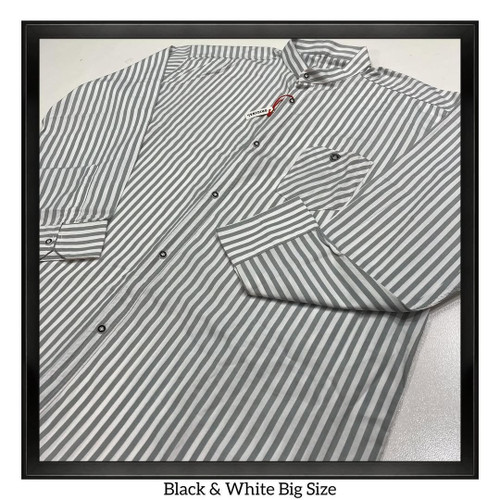 پیراهن آستین بلند سوپرسایز راه راه یقه دیپلمات نخپنبه