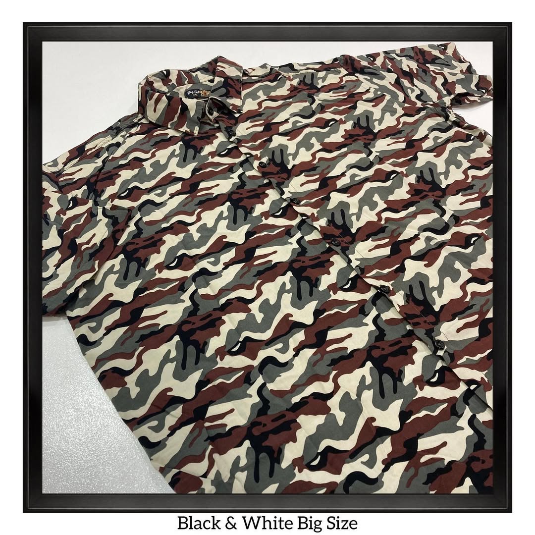 پیراهن هاوایی سایزبزرگ طرح چریکی پارچه نخ پنبه