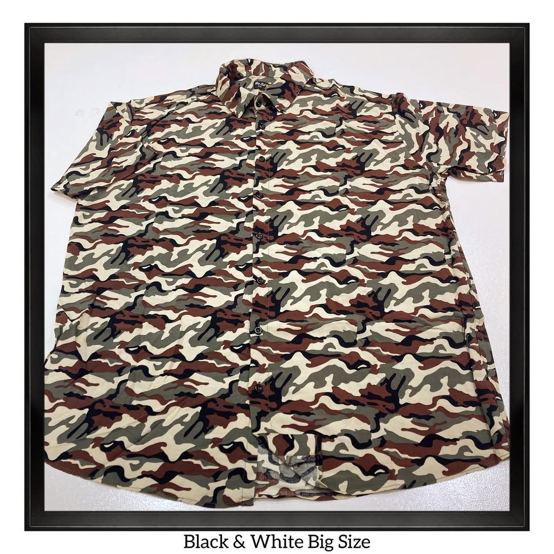 پیراهن هاوایی سایزبزرگ طرح چریکی پارچه نخ پنبه