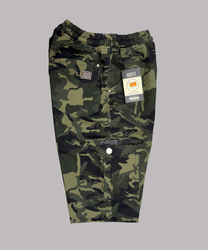 شلوارک شش جیب چریکی مردانه سایزبزرگ کتان کش