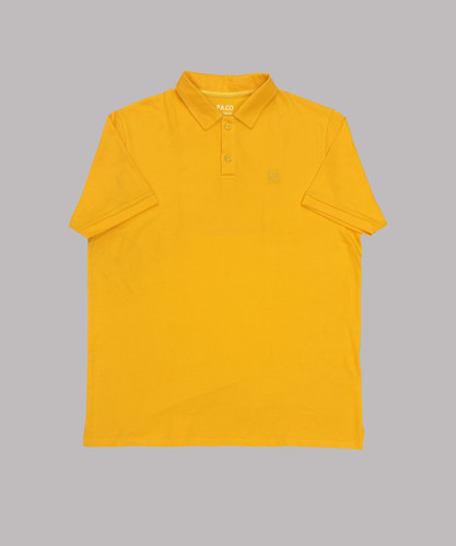 تیشرت یقهدار مردانه سایزبزرگ زرد رنگ پارچه جودون