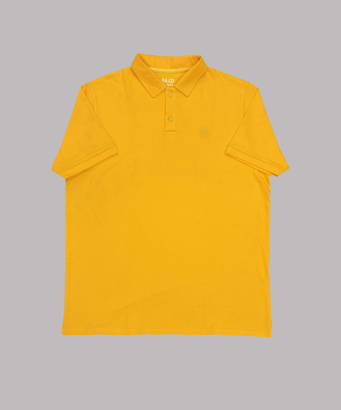 تیشرت یقهدار مردانه سایزبزرگ زرد رنگ پارچه جودون