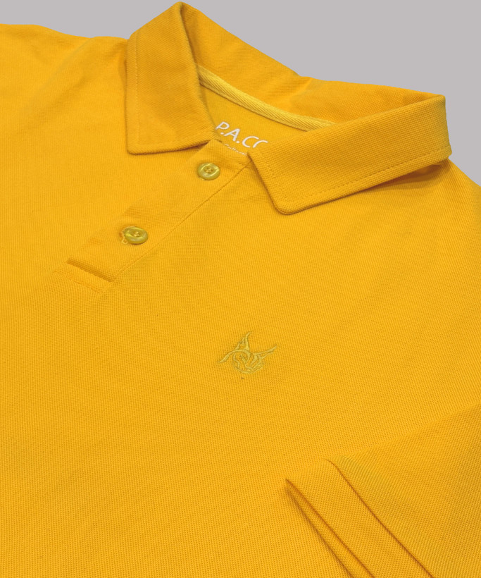 تیشرت یقهدار مردانه سایزبزرگ زرد رنگ پارچه جودون