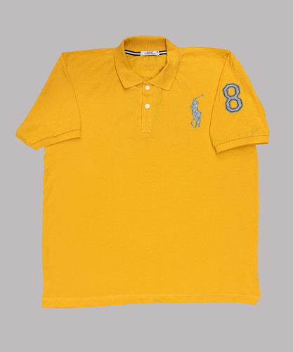 تیشرت یقهدار مردانه سایزبزرگ پارچه جودون زردرنگ با گلدوزی POLO
