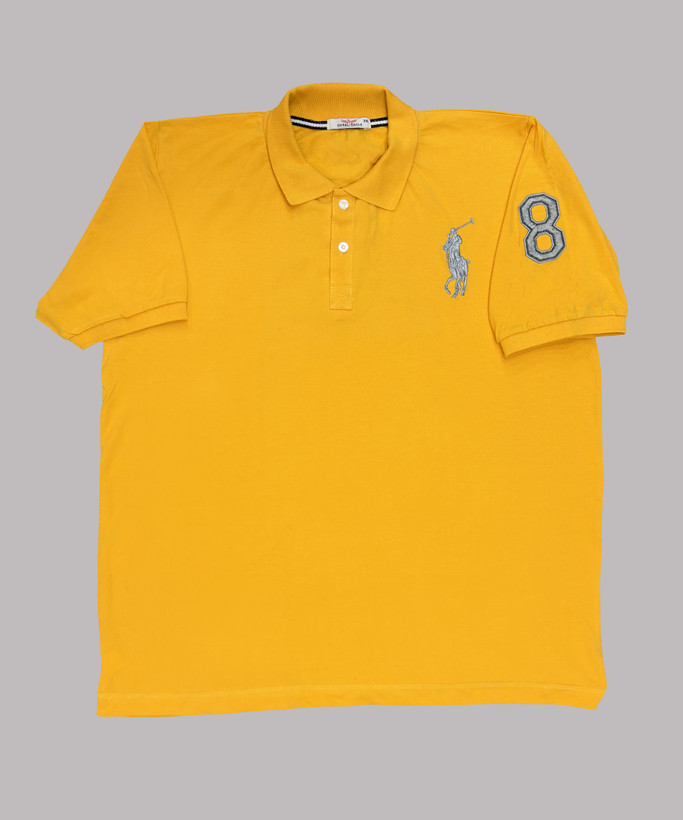 تیشرت یقهدار مردانه سایزبزرگ پارچه جودون زردرنگ با گلدوزی POLO