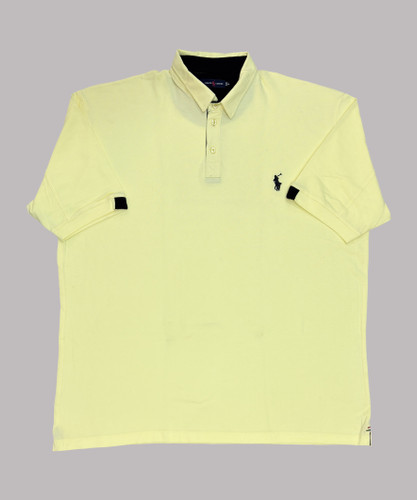 تیشرت یقهدار سوپرسایز مردانه سوپرسایز لیمویی رنگ با گلدوزی POLO