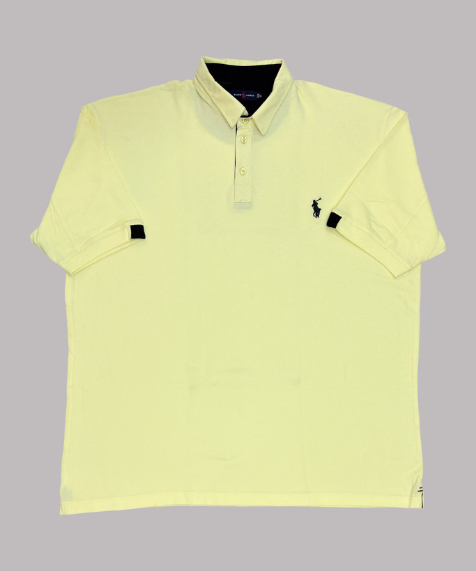 تیشرت یقهدار سوپرسایز مردانه سوپرسایز لیمویی رنگ با گلدوزی POLO