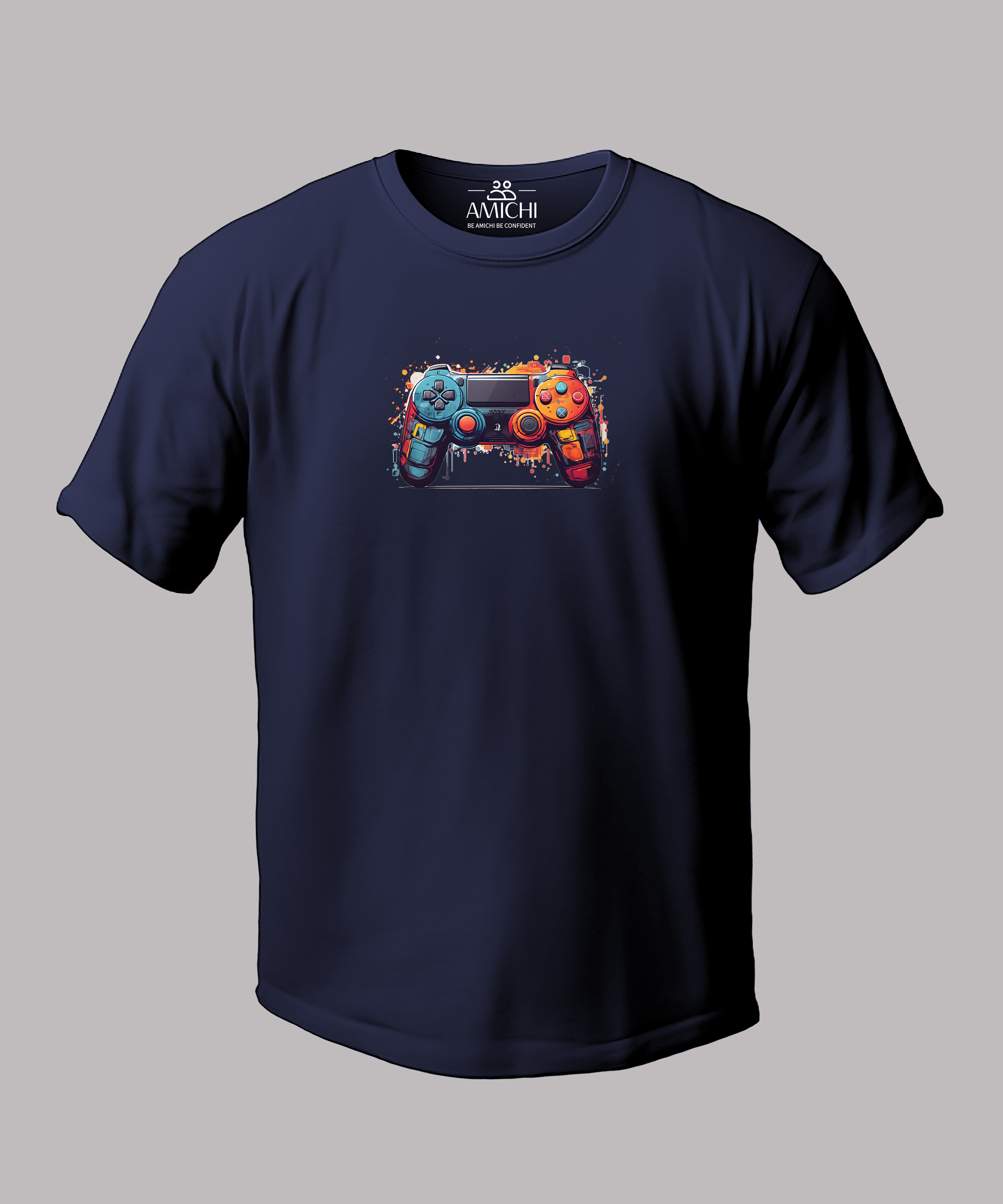 تیشرت مردانه سایزبزرگ یقهگرد چاپی طرح پلی استیشن