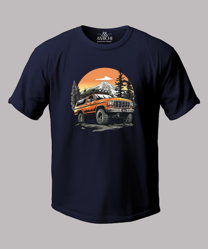 تیشرت مردانه سایزبزرگ یقهگرد چاپی طرح آفرود 2