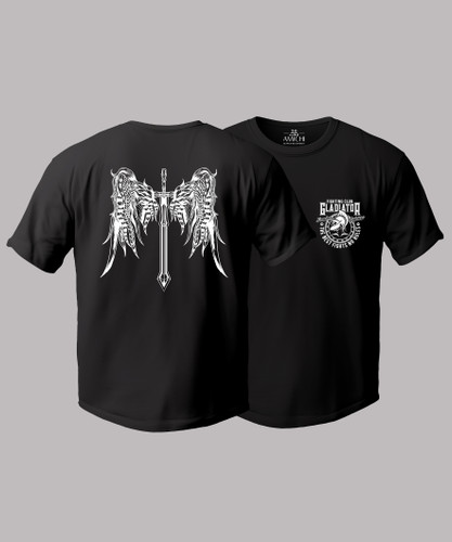 تیشرت مردانه سایزبزرگ یقهگرد دو رو چاپی طرح گلادیاتور