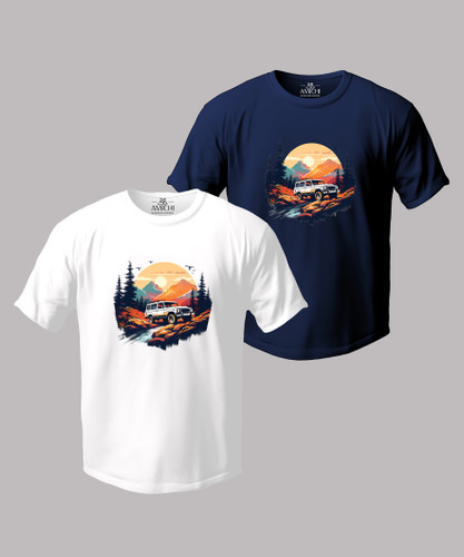 تیشرت مردانه سایزبزرگ یقهگرد چاپیطرح آفرود 3