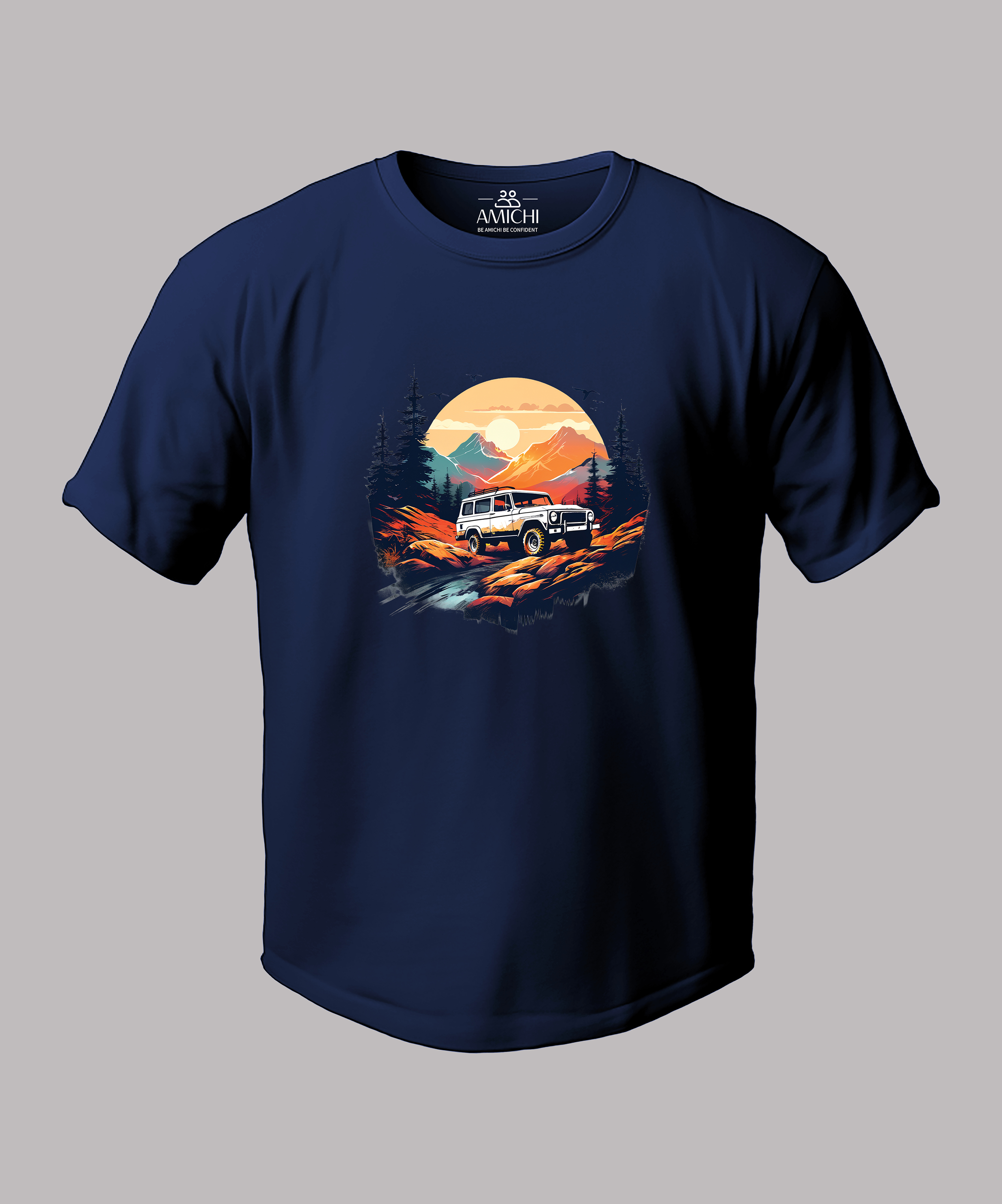 تیشرت مردانه سایزبزرگ یقهگرد چاپیطرح آفرود 3