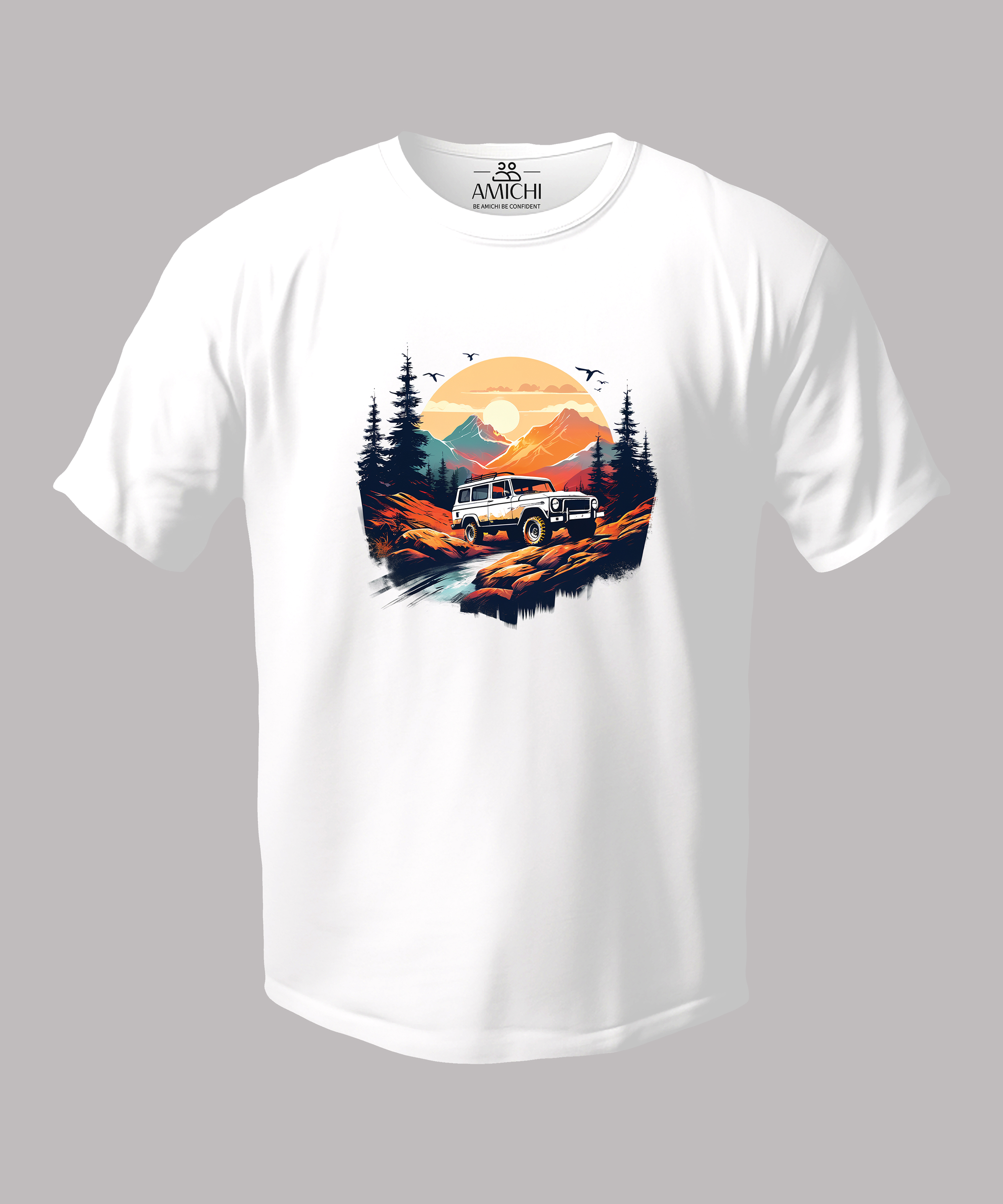 تیشرت مردانه سایزبزرگ یقهگرد چاپیطرح آفرود 3