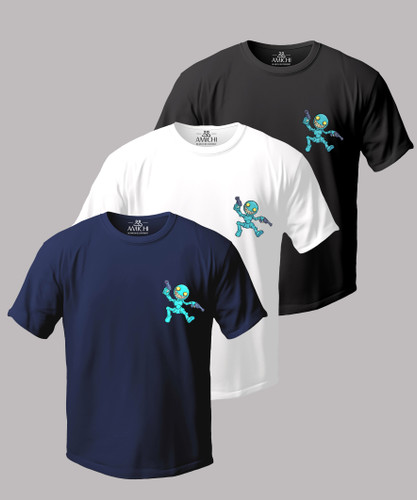 تیشرت نخپنبه مردانه سایزبزرگ یقهگرد چاپیطرح آدمک