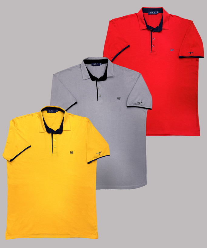 تیشرت سایزبزرگ یقهدار مردانه نخپنبه GAP