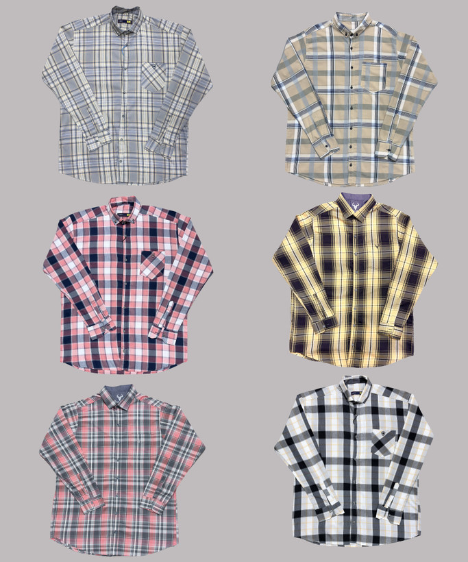 پیراهن آستین بلند سایزبزرگ مردانه چهارخانه تک جیب پنبهکش تک سایز