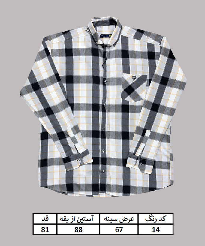 پیراهن سایزبزرگ مردانه چهارخانه تک جیب پنبهکش تک سایز