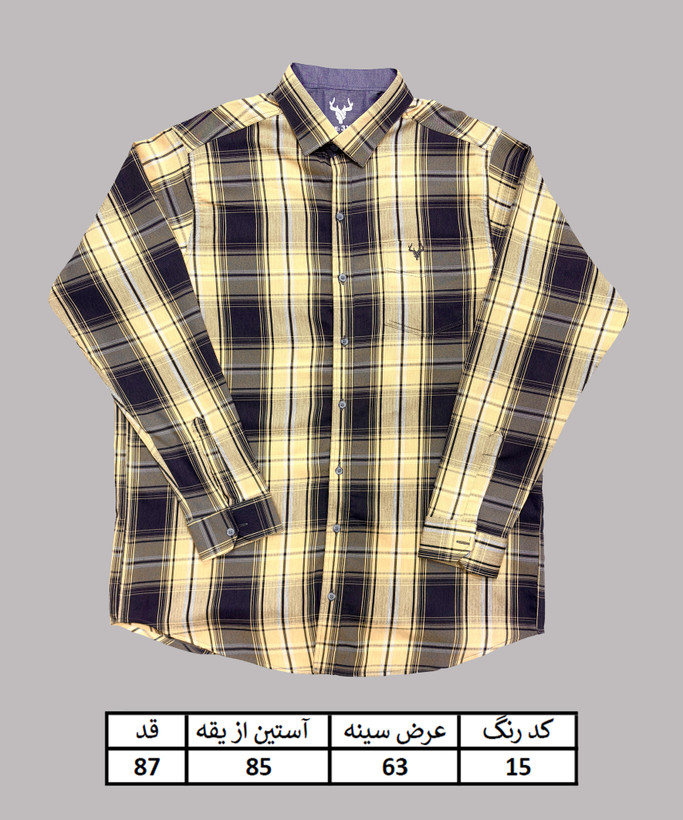 پیراهن سایزبزرگ مردانه چهارخانه تک جیب پنبهکش تک سایز