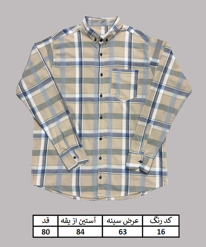 پیراهن سایزبزرگ مردانه چهارخانه تک جیب پنبهکش تک سایز