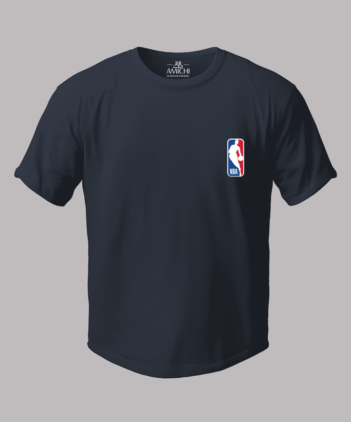 تیشرت مردانه سایزبزرگ یقهگرد چاپی طرح NBA پارچه نخپنبه رنگ طوسی