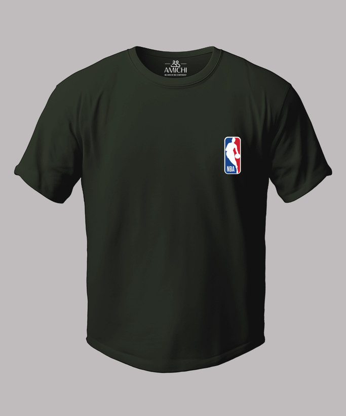 تیشرت مردانه سایزبزرگ یقهگرد چاپی طرح NBA پارچه نخپنبه رنگ سبز
