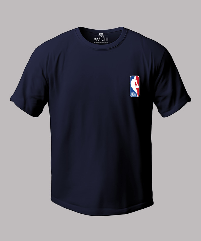 تیشرت مردانه سایزبزرگ یقهگرد چاپی طرح NBA پارچه نخپنبه رنگ سورمهای