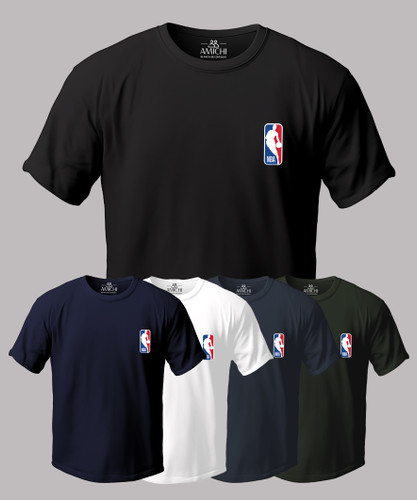 تیشرت مردانه سایزبزرگ یقهگرد چاپی طرح NBA پارچه نخپنبه