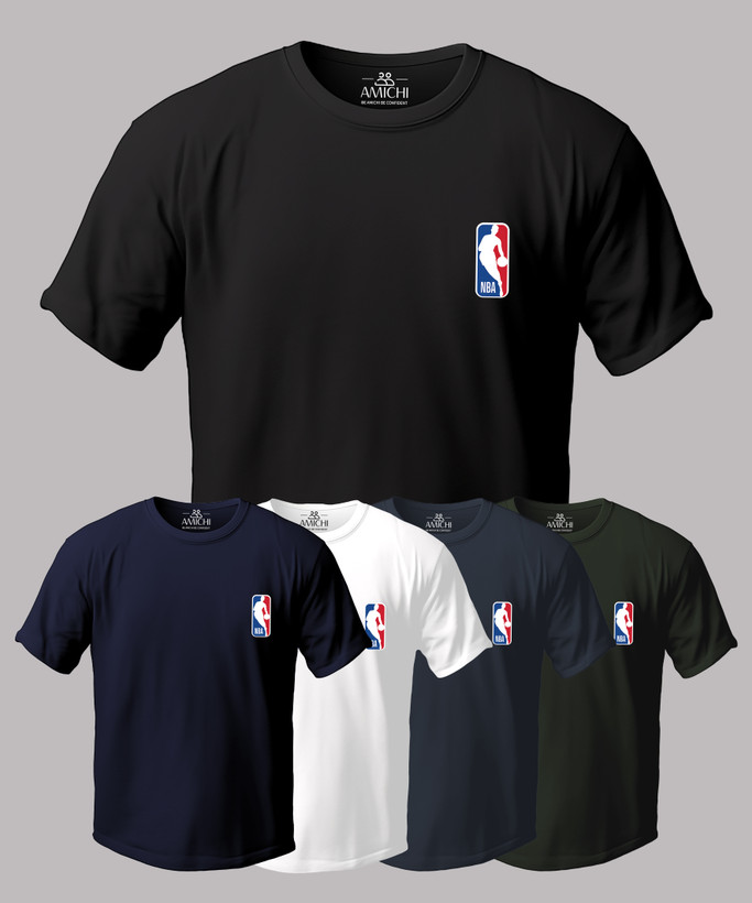 تیشرت مردانه سایزبزرگ یقهگرد چاپی طرح NBA پارچه نخپنبه
