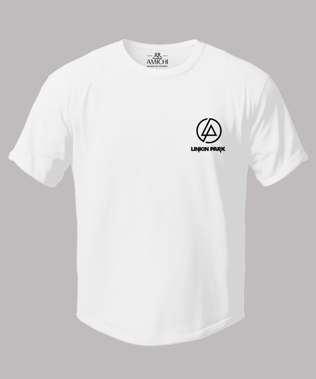 تیشرت مردانه سایزبزرگ یقهگرد چاپی طرح LINKINPARK پارچه نخپنبه رنگ سفید