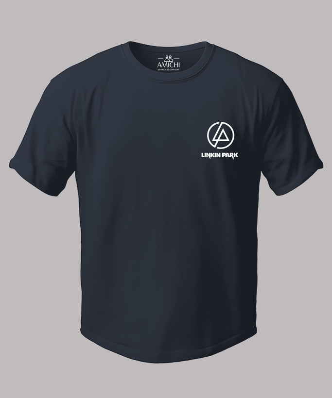 تیشرت مردانه سایزبزرگ یقهگرد چاپی طرح LINKINPARK پارچه نخپنبه رنگ طوسی