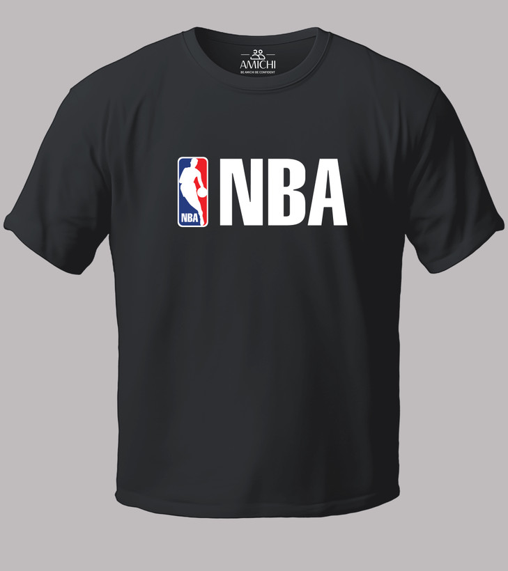 تیشرت مردانه سایزبزرگ یقهگرد پارچه نخپنبه با چاپ طرح NBA رنگ طوسی