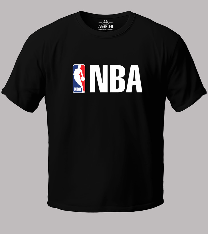 تیشرت مردانه سایزبزرگ یقهگرد پارچه نخپنبه با چاپ طرح NBA رنگ مشکی