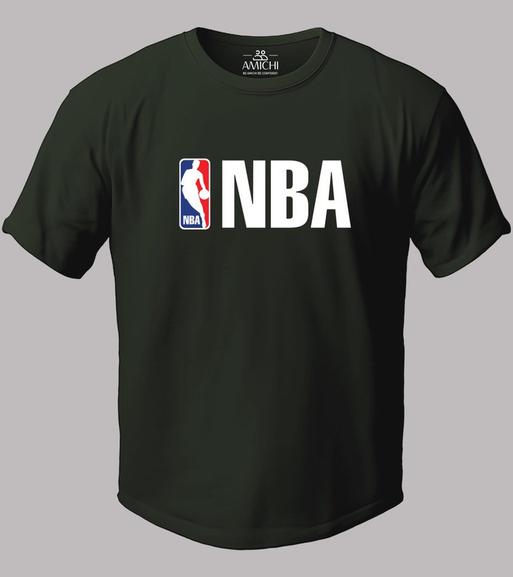 تیشرت مردانه سایزبزرگ یقهگرد پارچه نخپنبه با چاپ طرح NBA رنگ سبز