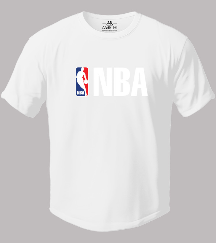 تیشرت مردانه سایزبزرگ یقهگرد پارچه نخپنبه با چاپ طرح NBA رنگ سفید