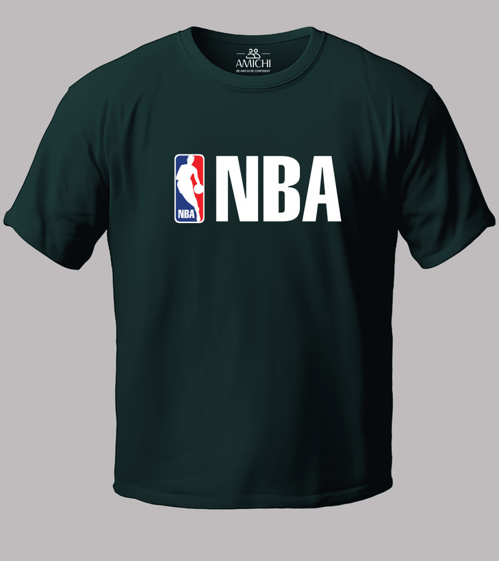 تیشرت مردانه سایزبزرگ یقهگرد پارچه نخپنبه با چاپ طرح NBA رنگ سبز