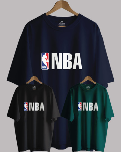 تیشرت باکسی مردانه یقهگرد پارچه دورس دونخ با چاپ طرح NBA بسکتبال