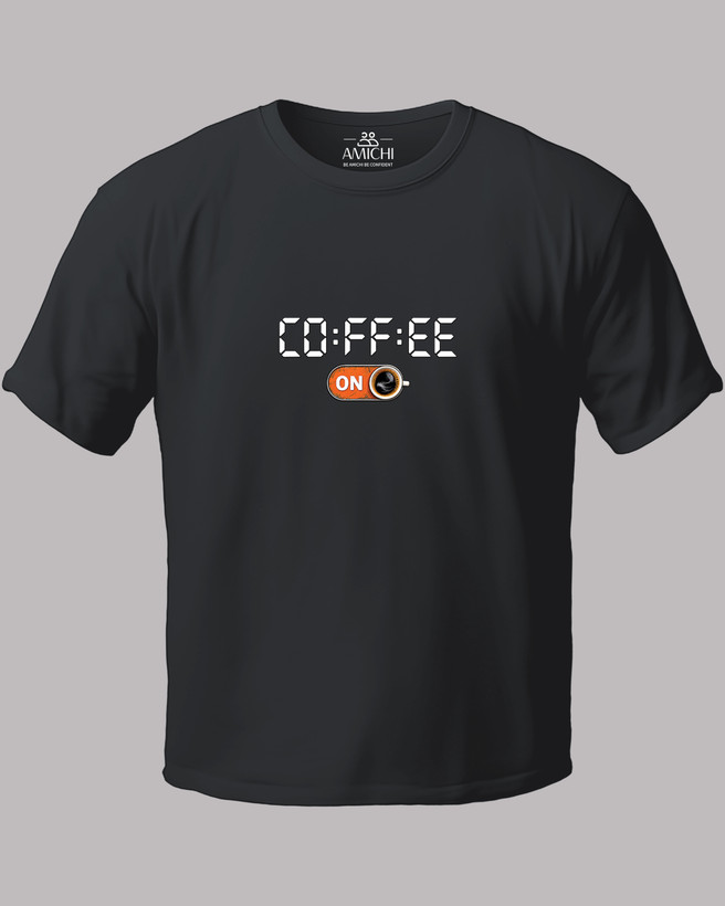 تیشرت مردانه سایزبزرگ یقهگرد پارچه نخپنبه با چاپ طرح قهوه (coffee) رنگ طوسی
