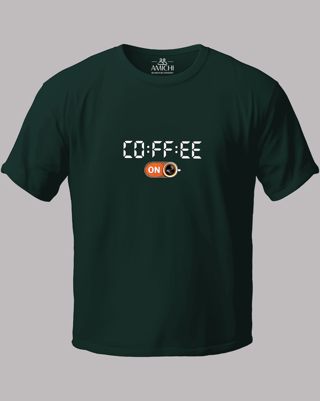 تیشرت مردانه سایزبزرگ یقهگرد پارچه نخپنبه با چاپ طرح قهوه (coffee) رنگ سبز