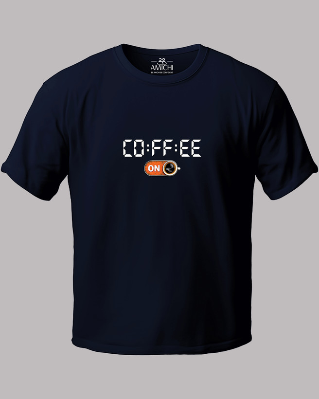 تیشرت مردانه سایزبزرگ یقهگرد پارچه نخپنبه با چاپ طرح قهوه (coffee) رنگ سورمهای