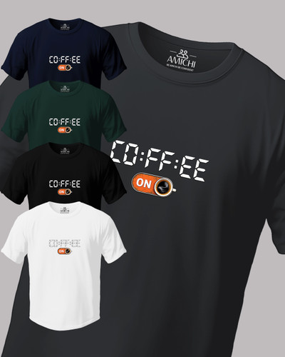 تیشرت مردانه سایزبزرگ یقهگرد پارچه نخپنبه با چاپ طرح قهوه (coffee)