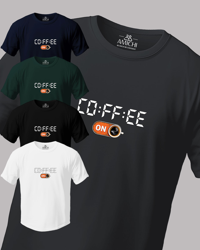 تیشرت مردانه سایزبزرگ یقهگرد پارچه نخپنبه با چاپ طرح قهوه (coffee)
