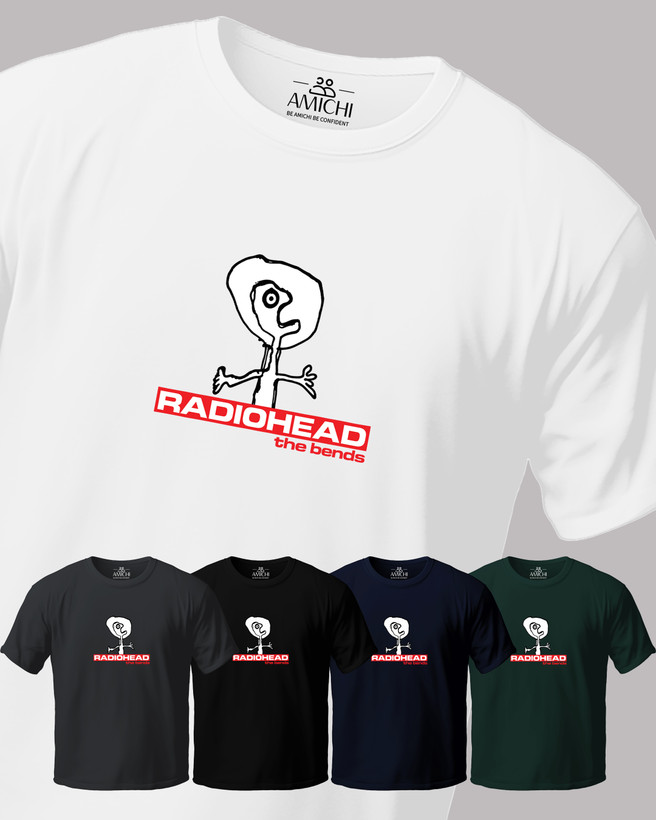 تیشرت مردانه سایزبزرگ یقهگرد پارچه نخپنبه با چاپ طرح radiohead