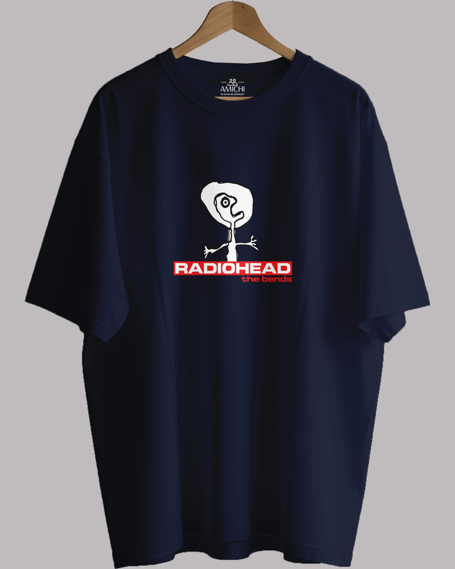 تیشرت باکسی مردانه یقهگرد پارچه دورس دونخ با چاپ طرح radiohead رنگ مشکی