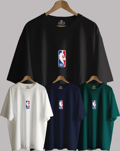 تیشرت باکسی مردانه یقهگرد پارچه دورس دونخ با چاپ طرح NBA